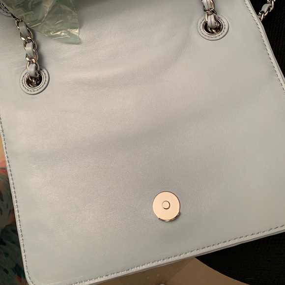 Tory Burch Fleming icy blue leather convertible shoulder bag /crossbody - Picture 9 of 15